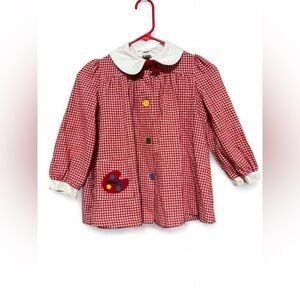 Vintage 80’s Red Gingham Children's Coat with Colorful Buttons